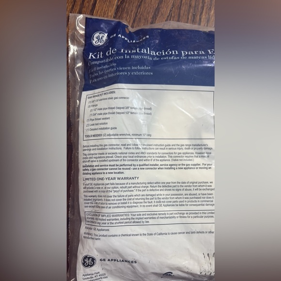 GE Gas Range Installation Kit (Model PM15X103)
Universal fit - Picture 6 of 7